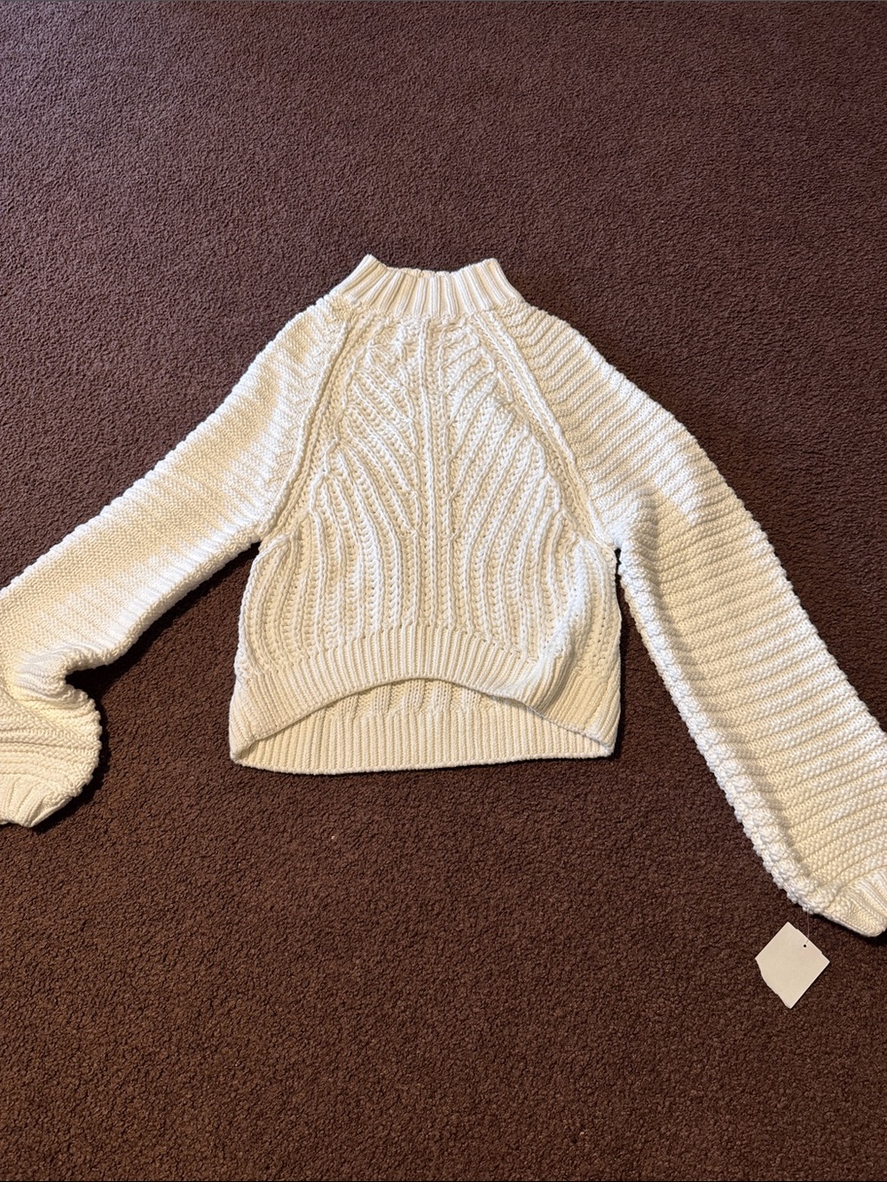 Free People Cream NWOT Cable Knit Mock Neck Sweater